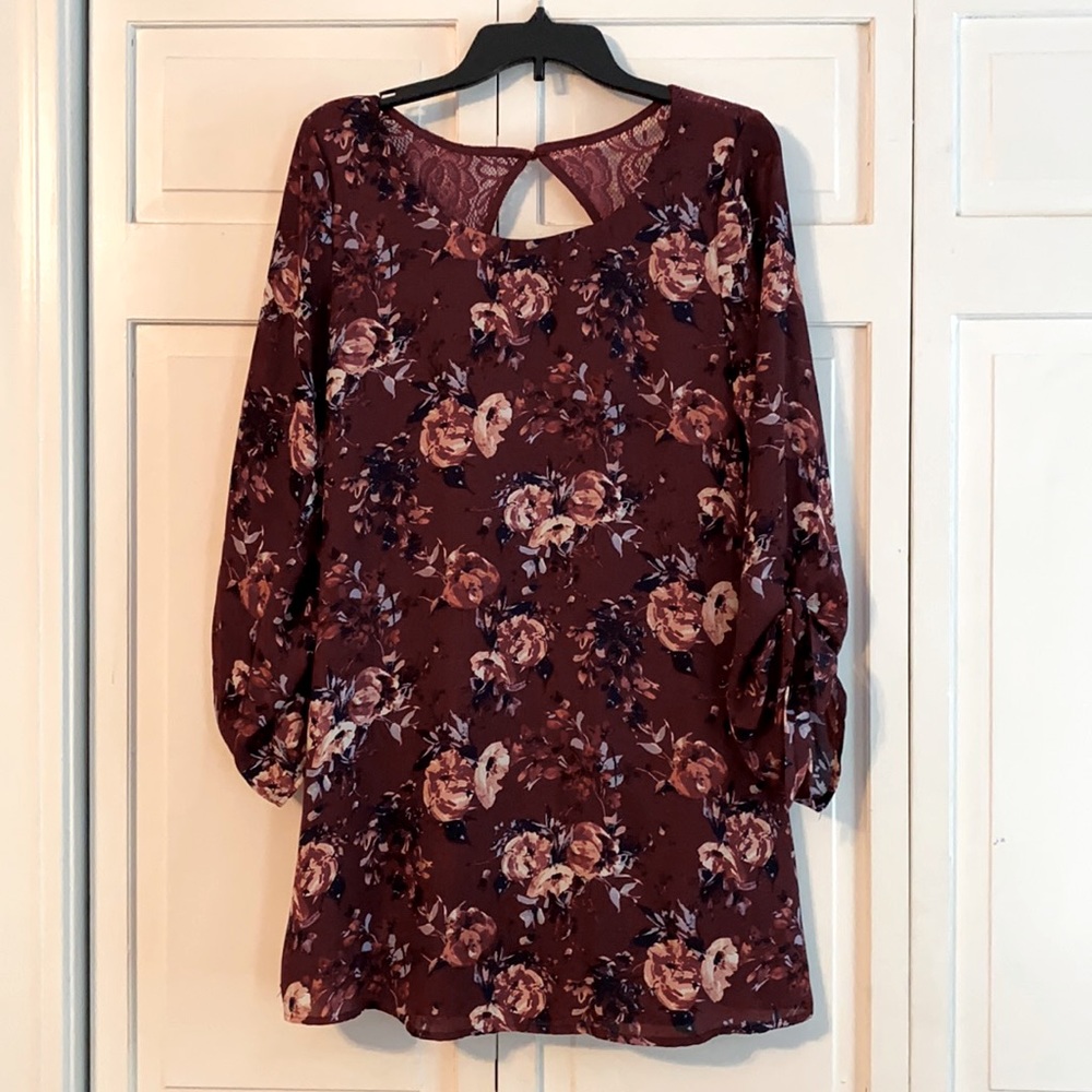 Speechless Maroon Floral Dress
